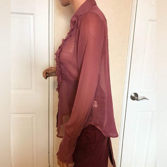 Free People dirty rose color blouse with front detailing. Size S. Like new - Picture 5 of 16